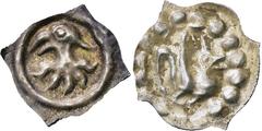 Medieval Coins Römisch-Deutsches Reich, BADEN, FREIBURG, STÄDTISCHE MÜNZSTÄTTE Vierzipfliger Pfennig o.J. (nach 1377). Adler- oder Rabenkopf links ohne Beizeichen. Dazu Breisgau. Vierzipfliger Pfennig