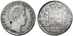 GEPRÄGE DES AUSLANDES GRIECHENLAND Othon von Bayern. 1832-1862 Athen. 1/2 Drachmi 1842 (Mzz. Eule; Stempel von Carl Friedrich Voigt). OQWN BASILEYS THS ELLADOS Kopf des Königs r. über K. Rs: Gekrönter