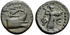 GRIECHISCHE MÜNZEN, ASIEN, LYKIEN, PHASELIS. AE-18 mm. 190-167. Prora r., darüber Nike mit Kranz. Rs: Athena mit Blitz und Aegis in Angriffsstellung r. Heipp-Tamer B 62. Schöne dunkle Patina. ss