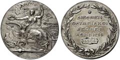 GRIECHENLAND Georgios I. 1863-1913, Silberne Teilnehmermedai 1906 (Bronze, versilbert; Stempel von Nikephoros Lytras, Prägung Wilhelm Pittner, Wien) für die Olympischen Zwischenspiele in {i Athen} . S