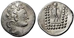 KELTEN, DONAUKELTEN, IMIT. D. TETRADR. V. THASOS. Tetradrachme. Stilisierter Dionysoskopf mit Efeukranz r. Rs: "Herakles" steht r. Stark stilisierte Darstellung mit Gabelhänden und Punktlegende. Keule