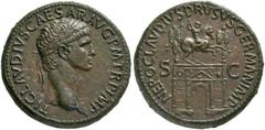 RÖMISCHE MÜNZEN, RÖMISCHES KAISERREICH CLAUDIUS. 41-54, Sesterz. 41-50. TI CLAVDIVS CAESAR AVG P M TR P IMP Belorbeerter Kopf r. Rs: NERO CLAVDIVS DRVSVS GERMAN IMP, im Feld S C zu beiden Seiten eines