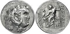KELTEN, DONAUKELTEN, IMIT. D. TETRAD. ALEXANDERS III. Tetradrachme. Herakleskopf mit Löwenfell r. Rs: Zeus thront l. mit Adler und Langzepter. Beizeichen Helm. OTA -, vgl. 573,2. 15.53g, Schöne Tönung
