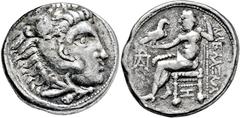 KELTEN, DONAUKELTEN, IMIT. D. TETRAD. ALEXANDERS III. Tetradrachme. Herakleskopf mit Löwenfell r. Rs: Zeus thront l. mit Adler und Langzepter. Monogramme. OTA -, vgl. 571,1. Kostial -. Lukanc-. 17.08g