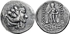 KELTEN, DONAUKELTEN, IMIT. D. TETRADR. V. THASOS. Tetradrachme. Dionysoskopf mit Efeukranz r. Rs: Herakles steht l. mit Keule. Verwilderte Legende. OTA -, vgl. Klasse IIIA. Lukanc 1422. 15.32g, Hohes 