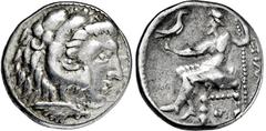KELTEN, DONAUKELTEN, IMIT. D. TETRAD. ALEXANDERS III. Tetradrachme. Herakleskopf mit Löwenfell r. Rs: Zeus thront l. mit Adler und Langzepter. OTA -, vgl. 566,2. Kostial -. Lukanc-. 16.44g, Schöne Tön
