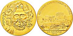 World GRIECHENLAND Georgios I. 1863-1913, Goldmedaille o.J. (um 1970; Prägung Heraeus; 999,9 fein), Nachbildung der Siegermedaille für die I. Olympischen Spiele der Neuzeit in {\i Athen} 1896. Büste d