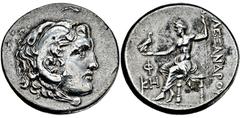 GRIECHISCHE MÜNZEN GRIECHISCHE MÜNZEN, GRIECHISCHES MUTTERLAND, KÖNIGREICH MAKEDONIEN ALEXANDROS III. DER GROSSE 336-323, Lykien, Phaselis.Tetradrachme. 189/188. Herakleskopf mit Löwenfell r. Rs: Zeus