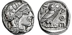 GRIECHISCHE MÜNZEN GRIECHISCHE MÜNZEN, GRIECHISCHES MUTTERLAND, ATTIKA, ATHEN. Tetradrachme. 479-404. Behelmter Athenakopf r. Rs: Eule r., dahinter Olivenzweig und Mondsichel. SNG COP. 32 ff. Svoronos