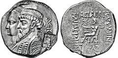 GRIECHISCHE MÜNZEN GRIECHISCHE MÜNZEN, ASIEN, ELYMAIS KAMNASKIRES III. U. ANZAZE. 82-72, Seleucia am Hedyphon.Tetradrachme. Drapierte Büsten des Herrscherpaares nach l. gestaffelt, dahinter Monogramm 