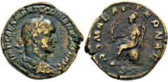 RÖMISCHE MÜNZEN RÖMISCHE MÜNZEN, RÖMISCHES KAISERREICH GORDIANUS I. AFRICANUS. 238-, Sesterz. Belorbeerte, drapierte und gepanzerte Büste r. R: Roma thront l. mit Victoria und Zepter, an der Seite Sch