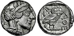 GRIECHISCHE MÜNZEN GRIECHISCHE MÜNZEN, GRIECHISCHES MUTTERLAND, ATTIKA, ATHEN. Tetradrachme. 479-404. Behelmter Athenakopf r. Rs: Eule r., dahinter Olivenzweig und Mondsichel. SNG COP. 32 ff. Svoronos