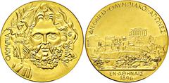 World Coins GRIECHENLAND Georgios I. 1863-1913, Goldmedaille o.J. (um 1970; Prägung Heraeus; 999,9 fein), Nachbildung der Siegermedaille für die I. Olympischen Spiele der Neuzeit in {\i Athen} 1896. B