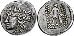 KELTEN KELTEN, DONAUKELTEN, IMIT. D. TETRADR. V. THASOS. Tetradrachme. Stilisierter Dionysoskopf mit Efeukranz l. Rs: Herakles steht r. mit Keule. Stilisierte Darstellung mit Punktlegende. OTA -, vgl.