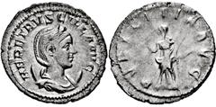 Ancient Coins RÖMISCHE MÜNZEN, RÖMISCHES KAISERREICH HERENNIA ETRUSCILLA. GEM. D. TR. DECIUS. 249-, Antoninian. Drapierte Büste mit Diadem r. auf Mondsichel. Rs: Pudicitia steht l. mit Zepter, mit der