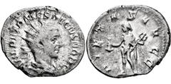 Ancient Coins RÖMISCHE MÜNZEN, RÖMISCHES KAISERREICH HERENNIUS ETRUSCUS. 251-, Antoninian. Als Caesar. Drapierte Büste mit Strahlenkrone r. Rs: Mercur steht l. mit Geldbörse und Caduceus. C. 11. R.I.C