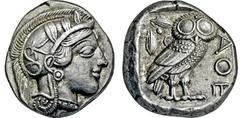 GRIECHISCHE MÜNZEN GRIECHISCHE MÜNZEN, GRIECHISCHES MUTTERLAND, ATTIKA, ATHEN. Tetradrachme. 479-404. Behelmter Athenakopf r. Rs: Eule r., dahinter Olivenzweig und Mondsichel. SNG COP. 32 ff. Svoronos