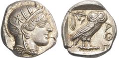 GRIECHISCHE MÜNZEN GRIECHISCHE MÜNZEN, GRIECHISCHES MUTTERLAND, ATTIKA, ATHEN. Tetradrachme. 479-404. Behelmter Athenakopf r. Rs: Eule r., dahinter Olivenzweig und Mondsichel. SNG COP. 32 ff. Svoronos