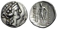Kelten Donaukelten IMIT. D. TETRADR. V. THASOS. Tetradrachme. Dionysoskopf mit Efeukranz r. Rs: Herakles steht l. mit Keule. Leicht verwilderte Darstellung. OTA -, vgl. Klasse II. Kostial 964 f. var. 