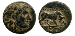 Ancient Greek Seleuco I. Antioquia. Bronce. 312-280 a.C. (SNG Spear 21ff). Anv.: Cabeza alada a la derecha. Rev: Toro empujando hacia la derecha. Ae. 2,80 g. MBC+. Est…40,00.