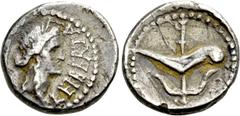 Roman Republican Coins M. JUNIUS BRUTUS (42 BC). Quinarius. Military mint traveling with Brutus and Cassius in western Asia Minor or northern Greece. Obv: LEIBERTAS. Diademed head of Libertas left. Re