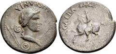 Roman Imperial Coins GALBA (68-69). Denarius. Uncertain mint in Spain, possibly Tarraco. Obv: GALBA IMP. Galba on horseback riding left, raising right hand. Rev: HISPANIA. Laureate and draped bust of 