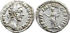 Roman Imperial Coins COMMODUS (177-192). Denarius. Rome. Obv: M ANTONINVS COMMODVS AVG. Laureate head right. Rev: TR P VII IMP IIII COS III P P. Felicitas standing left, holding caduceus and sceptre. 