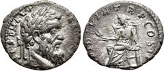 Roman Imperial Coins PERTINAX (193). Denarius. Alexandria. Obv: IMP CAES P HELV PERTIN AVG. Laureate head right. Rev: OPI DIVIN TR P COS II. Ops seated left on throne, holding grain ears. RIC 8a (Rome