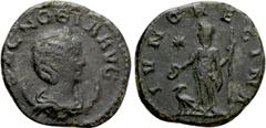 Roman Imperial Coins ZENOBIA (268-272). Antoninianus. Antioch. Obv: S ZENOBIA AVG. Draped bust right, wearing stephane, set on crescent. Rev: IVNO REGINA. Juno standing left, holding patera and sceptr