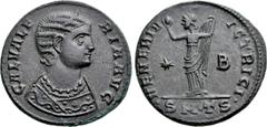 Roman Imperial Coins GALERIA VALERIA (Augusta, 293-311). Follis. Thessalonica. Obv: GAL VALERIA AVG. Diademed and mantled bust right, wearing necklace. Rev: VENERI VICTRICI / (star) - B / •SM•TS•. Ven