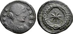 Roman Imperial Coins HELENA (Augusta, 324-328/30). Follis. Thessalonica. Obv: HELENA N F. Draped bust right. Rev: Eight-rayed star within laurel wreath with large central jewel at top. RIC 50. Conditi