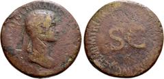 Roman Imperial Coins AGRIPPINA I (Died 33). Sestertius. Rome. Struck under Claudius. Obv: AGRIPPINA M F GERMANICI CAESARIS. Draped bust right. Rev: TI CLAVDIVS CAESAR AVG GERM P M TR P IMP P P. Large 