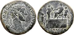 Roman Imperial Coins COMMODUS (177-192). Sestertius. Rome. Obv: M COMMODVS ANTONINVS AVG. Laureate head right. Rev: TR P V IMP IIII COS II P P / LIBERALITAS AVG / S - C. Emperor seated left on platfor
