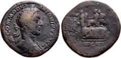 Roman Imperial Coins COMMODUS (177-192). Sestertius. Rome. Obv: M COMMODVS ANTONINVS AVG. Laureate and cuirassed bust right, slight drapery on far shoulder. Rev: TR P VI IMP IIII COS III P P / S - C /