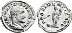 Roman Imperial Coins MAXIMINUS THRAX (235-238). Denarius. Rome. Obv: IMP MAXIMINVS PIVS AVG. Laureate, draped and cuirassed bust right. Rev: PROVIDENTIA AVG. Providentia standing left, holding cornuco