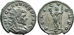 Roman Imperial Coins CLAUDIUS II GOTHICUS (268-270). Antoninianus. Mediolanum. Obv: IMP CLAVDIVS P F AVG. Radiate, draped and cuirassed bust right. Rev: FELIC TEMPO / T. Felicitas standing left, holdi