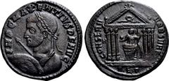 Roman Imperial Coins MAXENTIUS (307-312). Follis. Rome. Obv: IMP C MAXENTIVS P F AVG. Laureate bust left, holding shield and spear pointing forward. Rev: CONSERV VRB SVAE / H / REP. Roma seated facing