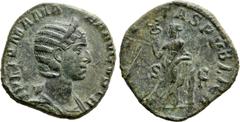 Roman Imperial Coins JULIA MAMAEA (Augusta, 222-235). Sestertius. Rome. Obv: IVLIA MAMAEA AVGVSTA. Draped bust right, wearing stephane. Rev: FELICITAS PVBLICA / S - C. Felicitas standing left, holding