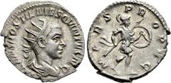 Roman Imperial Coins HOSTILIAN (Caesar, 250-251). Antoninianus. Rome. Obv: C VALENS HOSTIL MES QVINTVS N C. Radiate, draped and cuirassed bust right. Rev: MARS PROPVG. Mars advancing right, holding sp