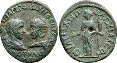 Roman Provincial Coins THRACE. Anchialus. Gordian III, with Tranquillina (238-244). Ae. Obv: AVT K M ANT ΓOPΔIANOC AVΓ CAB / TPANKVΛΛINA. Draped busts of Gordian, laureate and cuirassed, and Tranquill