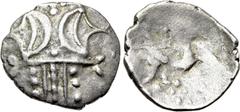 Celtic Coins WESTERN EUROPE. Britain. Iceni. Anted. Unit (Circa AD 1-25). Obv: Two opposed crescents, ornamented with pellets. Rev: Stylised horse right. Cf. Van Arsdell 715-1. Condition: Very fine. W