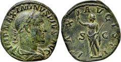 Roman Imperial Coins MAXIMINUS THRAX (235-238). Sestertius. Rome. Obv: IMP MAXIMINVS PIVS AVG. Laureate, draped and cuirassed bust right. Rev: PAX AVGVSTI / S - C. Pax standing left, holding branch an