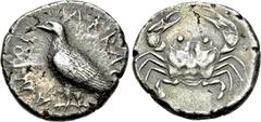 Greek Coins SICILY. Akragas. Didrachm (Circa 510-495 BC). Obv: AKPAΓANTOΣ. Sea eagle standing left with folded wings. Rev: Crab. Westermark, Coinage, Period I, Group I; SNG ANS 913; HGC 2, 87. Conditi