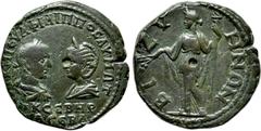 Roman Provincial Coins THRACE. Bizya. Philip I the Arab with Otacilia Severa (244-249). Ae. Obv: AVT K M IOVΛ ΦIΛIΠΠOC AVΓ M ΩT / AK CЄBHP / A CЄBA. Draped busts of Philip, laureate and cuirassed, and