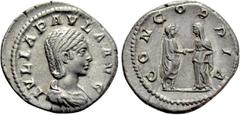 Roman Imperial Coins JULIA PAULA (Augusta, 219-220). Denarius. Rome. Obv: IVLIA PAVLA AVG. Draped bust right. Rev: CONCORDIA. Elagabalus and Julia Paula standing facing one another, clasping hands. RI