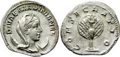 Roman Imperial Coins DIVA MARINIANA (Died before 253). Antoninianus. Rome. Obv: DIVAE MARINIANAE. Veiled, diademed and draped bust right, set on crescent. Rev: CONSECRATIO. Peacock standing facing, he