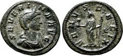 Roman Imperial Coins SEVERINA (Augusta, 270-275). Denarius. Rome. Obv: SEVERINA AVG. Draped bust right, wearing stephane. Rev: VENVS FELIX / Є. Venus standing left, holding uncertain object (perfume b