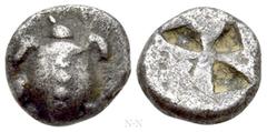 Greek Coins ATTICA. Aegina. Obol (Circa 480-457 BC). Obv: Sea turtle. Rev: Square incuse with skew pattern. Meadows Group IIIa; HGC 6, 450. Condition: Good very fine. Weight: 0.87 g. Diameter: 8 mm.