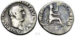 Roman Imperial Coins VITELLIUS (69). Denarius. Rome. Obv: A VITELLIVS GERM IMP AVG TR P. Laureate head right. Rev: PONT MAXIM. Vesta, veiled, seated right on throne, holding patera and sceptre. RIC² 1