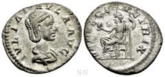 Roman Imperial Coins JULIA PAULA (Augusta, 219-220). Denarius. Rome. Obv: IVLIA PAVLA AVG. Draped bust right. Rev: VENVS GENETRIX. Venus seated left on throne, holding apple and sceptre. RIC 222 (Elag